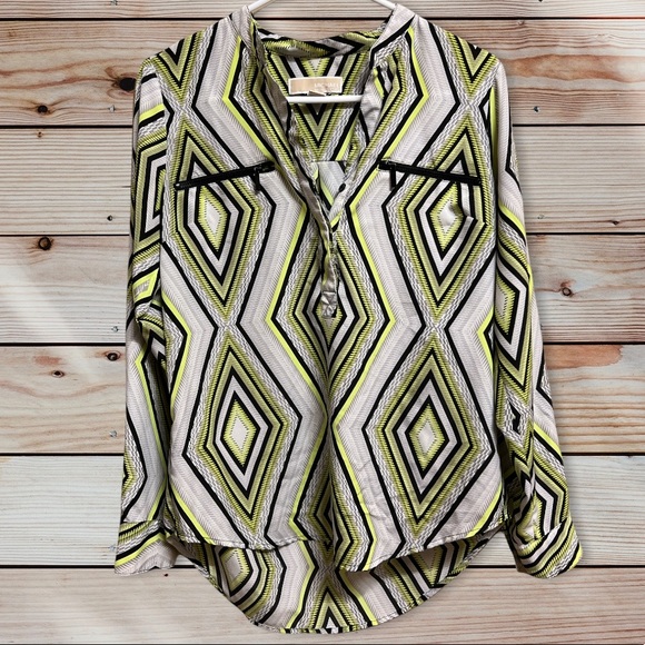 Michael Kors Tops - Michael Kors Diamond Neon Geo Blouse Top Womens Size 6